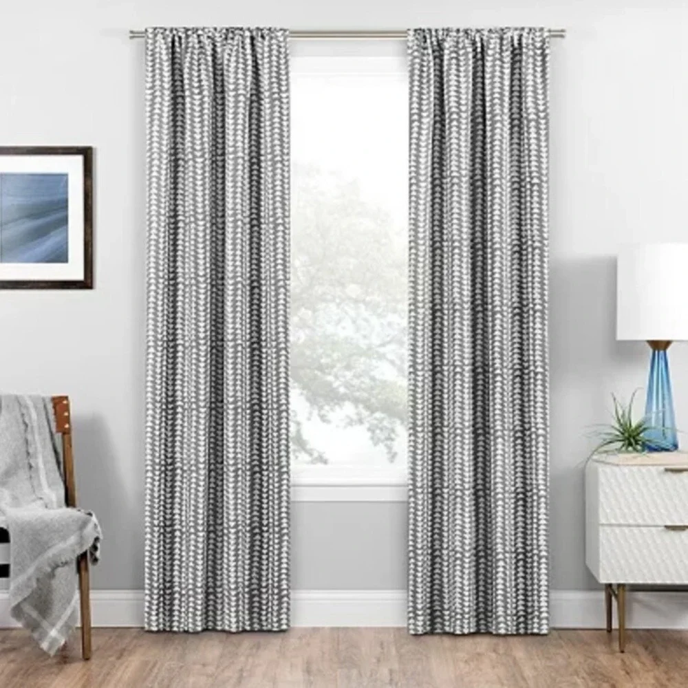 Eclipse Naya Blackout Window Rod Pocket Curtain 37x95 in. Grey One Panel New